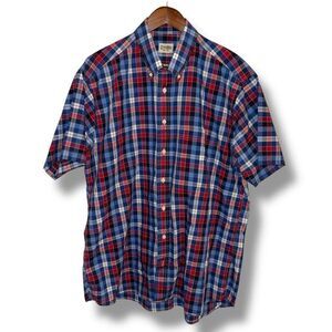 Gitman Brothers Blue Plaid Made in USA S/S Button Down Shirt XL